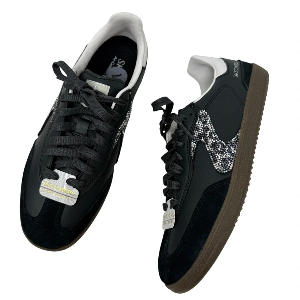Skechers Women’s Size 7 Hotshot Sneakers Shimmery Rhinestones Black New